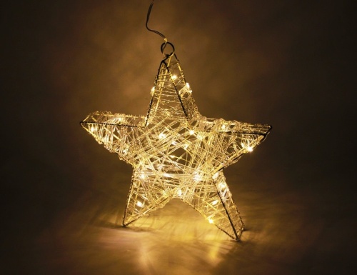 Светящаяся звезда ВЭННЕРИ, акриловые нити, тёплых белых мини LED-огней, 30 см, таймер, батарейки, Koopman International фото 4