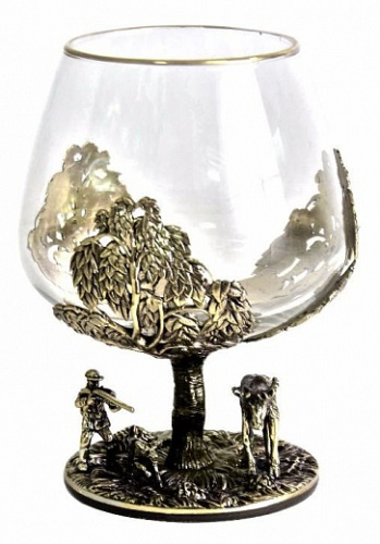 Бокалы - "Northern Woods Glassworks" - Бокал для коньяка "Охота на лося (Береза)" с декоративными элементами высотой 10 см фото 9