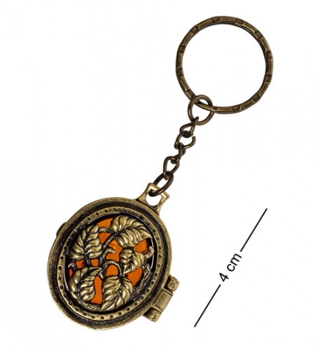 AM-1613 Брелок "Медальон Вьюнок" (латунь, янтарь)
