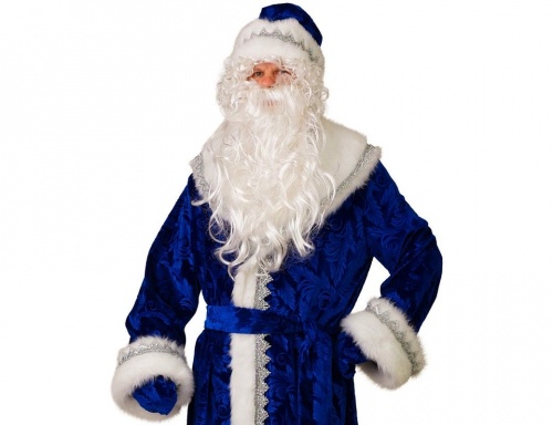 Костюм Деда Мороза велюровый синий, размер 54-56, Батик фото 2