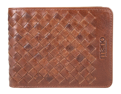 Бумажник Mano Don Luca, натуральная кожа в коньячном цвете, 12,5х9,7 см