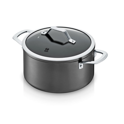 Кастрюля антипригарная BEKA TITAN 5 л (24 см), из кованого алюминия Bekadur Dualforce с 3-слойным особо прочным антипригарным покрытием с керамикой, цвет чёрный