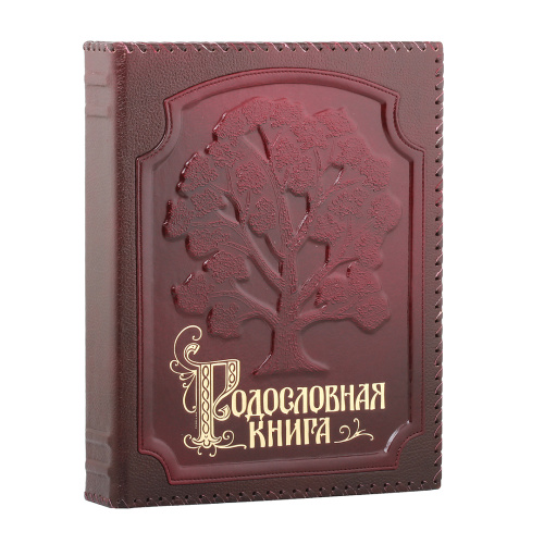 Подарочная книга - "Родословное Искусство" - Родословная книга "Изысканная в оплетке", материалы: бумага, натуральная кожа, картон, цвет: красный