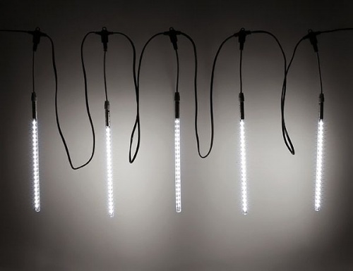 Комплект "Тающие сосульки", 5х30см, 160 холодных белых LED ламп, 24V, 5 м, черный провод, уличная, BEAUTY LED