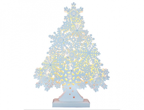 Новогодний светильник "Снежная ёлочка" с LED-огнями, батарейки, дерево, 29х22 см, STAR Trading Svetlitsa фото 3