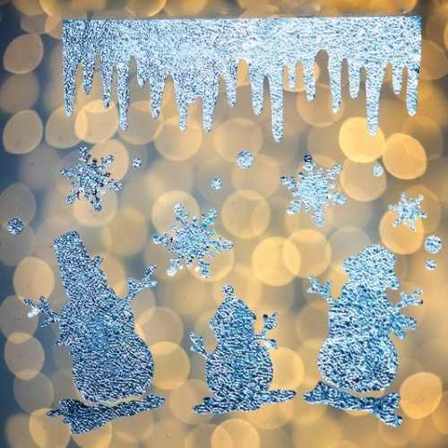Наклейка для декорирования окна "Ледяные  снеговички", 31х32 см, Peha Magic