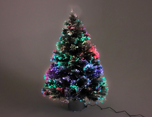 Светящаяся оптиковолоконная елка "Радуга" флокированная, с разноцветными светодиодами, 92 см, National Tree Company