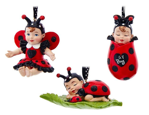 Ёлочная игрушка МАЛЫШКА - БОЖЬЯ КОРОВКА сидящая, полистоун, 6.5 см, Kurts Adler фото 2