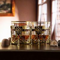Бокалы Россия 2 шт в деревянной шкатулке, высота 9,5 см