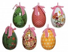 Набор пасхальных украшений "Цветочная радость" (яйца на подвесках), фомиаран, 5х7.5 см (6 шт.), Kaemingk
