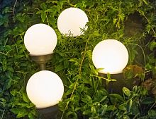 Набор садовых светильников на солнечной батарее "Лунные шарики", тёплые белые LED-огни, 4 шт., 10х27 см, Kaemingk
