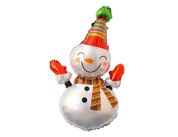 Новогодний шар воздушный из фольги "Снеговичок улыбашечка", 70х109 см., SNOWHOUSE