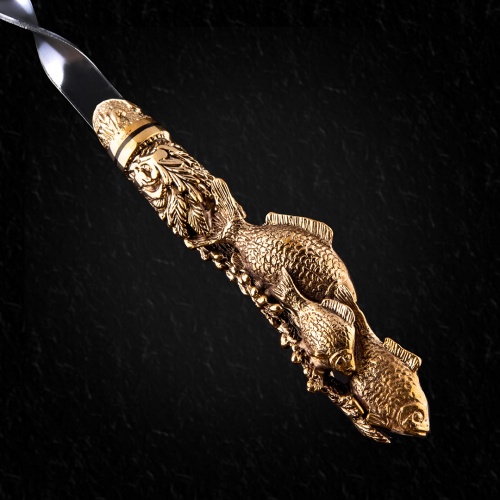 Набор шампуров "Мечта рыбака"( латунь) в кожаном колчане с мангалом фото 11