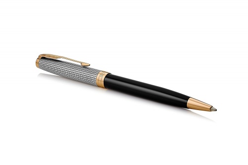 **Parker Sonnet Premium - Black Silver GT, шариковая ручка, M, BL  (СЕРЕБРО 925 пробы) фото 2