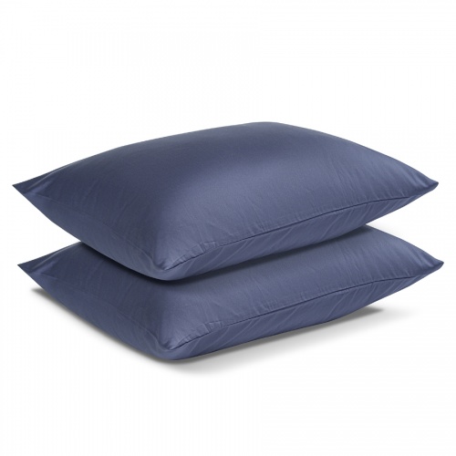 Комплект постельного белья полутораспальный из сатина темно-синего цвета из коллекции essential фото 9
