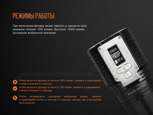 Фонарь светодиодный Fenix TK72R CREE XHP70, 9000 лм, аккумулятор фото 11