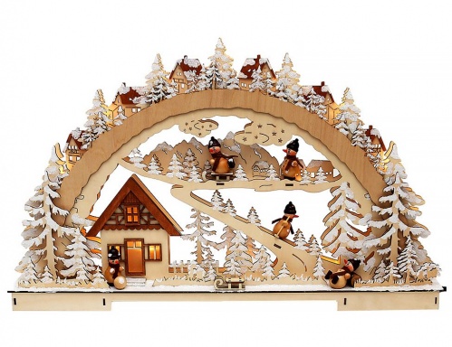 Светильник декоративный "Весёлые снеговички" с LED-огнями, 34х6х60 см, батарейки, Sigro