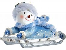 Ёлочная игрушка "Мальчуган-снеговичок на санках", полистоун, 9 см, Kurts Adler