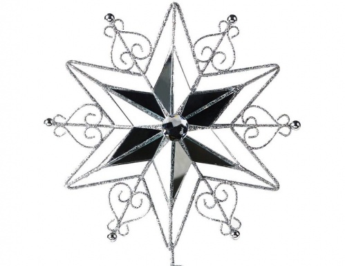 Ёлочная верхушка "Звезда селин", металл, серебряная, 36х30 см, Goodwill фото 2