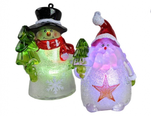 Светящаяся елочная игрушка "Радужные снеговички" с LED огнями, асс.4, 9.2см, Kaemingk фото 2