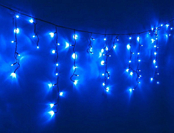 Светодиодная гирлянда БАХРОМА ICICLE RUBI МЕРЦАЮЩАЯ, 208 синих/холодных белых LED-огней, 4х0.8+1.5 м, коннектор, белый провод резина+PVC, уличная, SNOWHOUSE