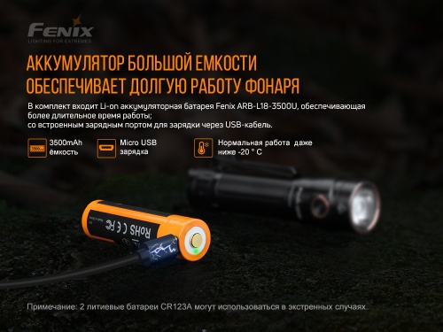 Фонарь светодиодный Fenix LD30, 1600 лм, аккумулятор в комплекте фото 3