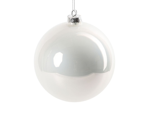 Елочный шар ROYAL CLASSIC стеклянный, эмалевый, цвет: белый, 150 мм, Winter Deco фото 2