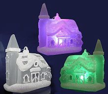 Светящаяся елочная игрушка Домик с Башней на батарейке, подвеска (Snowhouse)