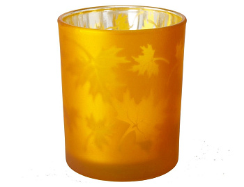 Подсвечник под чайную свечу КЛЕНОВЫЙ ВАЛЬС, стекло, жёлтый, 8 см, Boltze