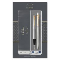 Набор подарочный Parker Jotter Core - Stainless Steel GT, ручка перьевая+ручка шариковая