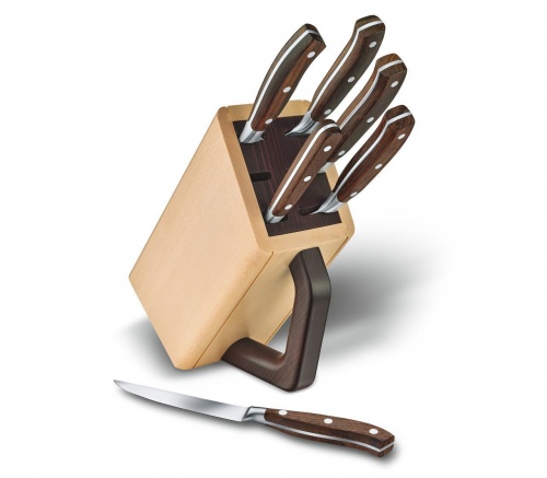 Набор Victorinox кухонный, 6 предметов: 5 ножей и вилка, в подставке из бука, коричневый фото 2