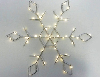 Светящееся украшение "Серебряная снежинка", 65 белых микро LED-огней, 41 см, батарейки, Peha Magic