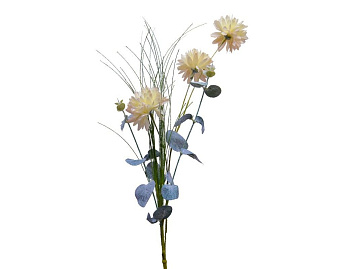 Элитные искусственные цветы ПОЛЕВЫЕ ГЕОРГИНЫ мерцающие, полиэстер, белые, 66 см, Kaemingk