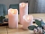 Светодиодная восковая свеча ЖИВАЯ ДУША, розовая, тёплый белый LED-огонь мерцающий, 'натуральный фитилёк', 7х9 см, таймер, батарейки, Kaemingk (Lumineo)