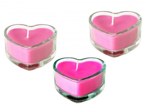 Декоративные свечи SWEET ROMANTIC в стеклянных подсвечниках, розовые, 4 см (набор - 3 шт.), Boltze фото 3
