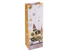 Подарочный пакет для бутылки ЭЛЕГАНТНОЕ РОЖДЕСТВО (с подарками в санях), 12х36 см, Due Esse Christmas