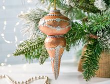Ёлочная игрушка СОСУЛЬКА - МЕДНОЕ ВЕРЕТЕНО, 18 см, Winter Deco