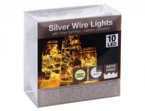 Водонепроницаемая электрогирлянда "Светлячки", 10 тёплых белых микро LED-огней, 50 см, таймер, батарейки, Koopman International фото 3