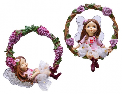 Ёлочная игрушка "Веночек с девочкой-эльфом" (мечтающей), полистоун, 11х14 см, Kaemingk фото 2