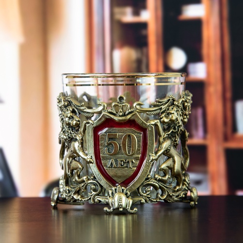Бокал для виски юбилей 50 лет в деревянной шкатулке фото 3