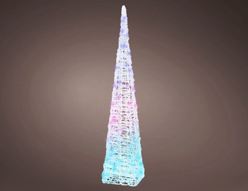 Светящаяся фигура ЁЛКА 'ОЖИВШАЯ РАДУГА', акриловые нити, 50 RGB LED-огней, меняющих цвета, 90 см, уличная, Kaemingk фото 3