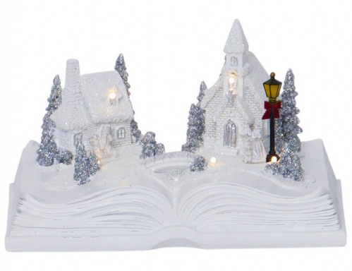 Светящаяся миниатюра "Книжный городок" с тёплыми белыми LED-огнями, полистоун, таймер, батарейки, 14х22 см, STAR trading фото 4