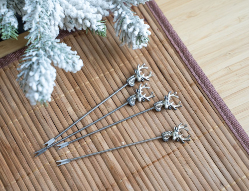 Шпажки для канапе NEW YEAR LUXURY, металлические, серебряные, 12 см (набор - 4 шт.), Kaemingk (Decoris) фото 3