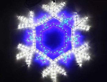 Светодиодная "Снежинка классическая", дюралайт, 234 синих/холодных белых LED-огня, 52 см, коннектор, уличная, SNOWHOUSE