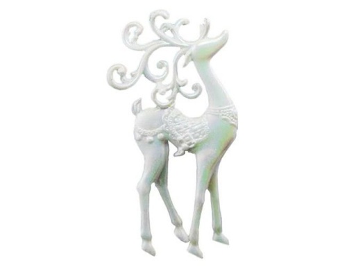 Ёлочная игрушка из акрила УЗОРЧАТЫЙ ОЛЕНЬ - стоящий, белый радужный, 14 см, Forest Market