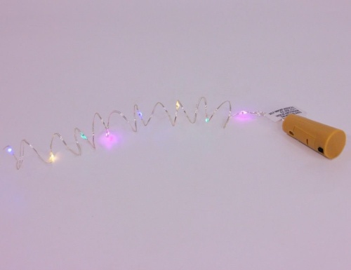 Электрогирлянда для бутылки "Роса", 8 микро LED-огней, 75 см, серебряный провод, батарейки., Koopman International фото 3