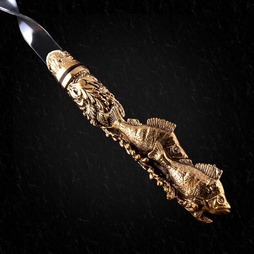 Набор шампуров "Мечта рыбака"( латунь) в кожаном колчане с мангалом фото 10