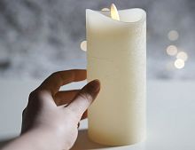 Светодиодная восковая свеча ЭМИДИ, эффект живого пламени, 'натуральный фитилёк', 15 см, батарейки, Koopman International