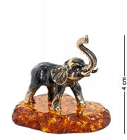 AM-1294 Фигурка "Слон тайский" (латунь, янтарь)
