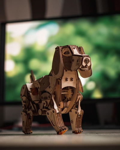 Конструктор деревянный 3D EWA Механический щенок Puppy фото 3